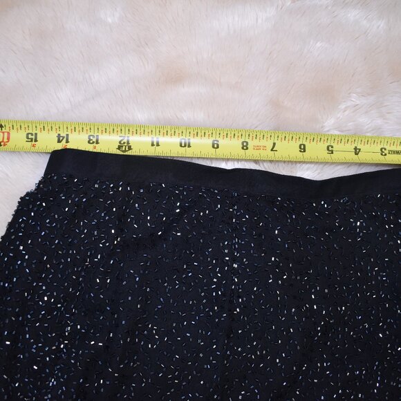 Cache Vintage Black Silk Beaded Maxi Skirt Sz 12 Formal Y2K Sparkly Chic - Picture 5 of 11
